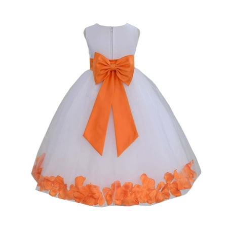 

Ekidsbridal Wedding Pageant Rose Petals White Tulle Flower Girl Dress Toddler Junior Bridesmaid Recital Easter Holiday Gown Birthday Girl Dress Communion Formal Clothing Baptism 302T orange 2