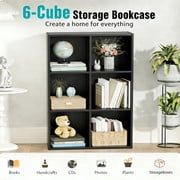Simple Deluxe 6 Cube Storage Organizer, 3 Tier Stackable Bookshelf, Open Cube Bookshelf with 3 Removable Back Panels, Suitable for Living Room, Bedroom, Home Office, 36" L X 11.6" W X 24" H, Black