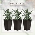thumbnail image 5 of Outsunny Set of 3 Tall Planters with Drainage Hole, Outdoor Flower Plant Pots, Indoor Planters for Porch, Front Door, Entryway, Patio and Deck, Brown, 5 of 10