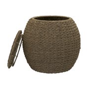 Household Essentials Handwoven Seagrass Barrel Wicker Storage Basket Side Table, Natural