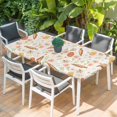 thumbnail image 2 of Easter Eggs Table Cloths for 4 Foot Rectangle Tables, Carrots Spring Daisy Botanical Rustic Vintage Patio Waterproof Elastic Fitted Tablecloths, Washable Rectangular Table Cover for Camping, 2 of 8