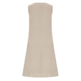 thumbnail image 6 of Danhjin Women's Summer Tank Dress Linen Flowy Crewneck Tank Dress Casual Loose A-Line Midi Long Beach With Hem Dress Vacation Outfits Wrinkle-Free With Pockets, 6 of 6