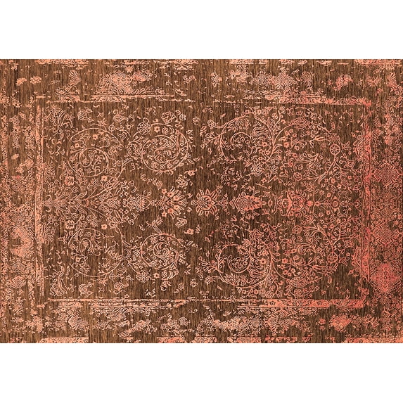 Ahgly Company Indoor Rectangle Oriental Orange Industrial Area Rugs, 5' x 8'