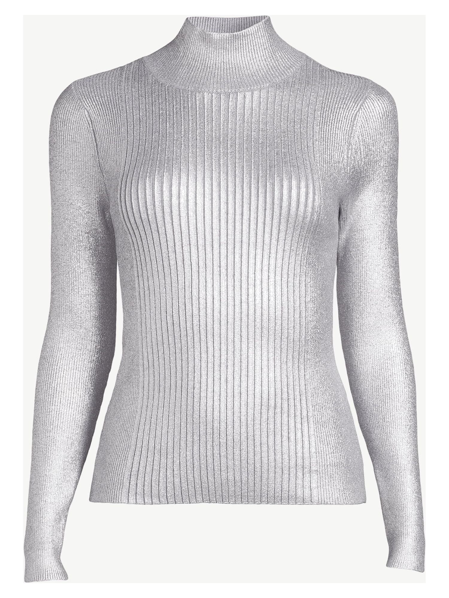 Scoop Women's Metallic Foil Turtleneck