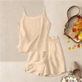 thumbnail image 3 of Letdown Girls Linen Outfit 2 Piece Shorts Set Spaghetti Strap Cotton Linen Tank Tops Side Split Shorts Kids Summer Casual Vacation Beach Outfits, 3 of 6