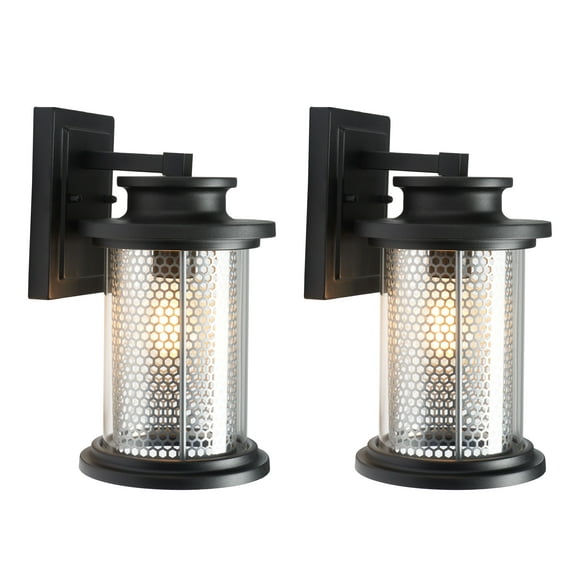 SAFAVIEH Queren 2-Light A19 Black Steel Wall Sconce with Clear Shade, Set of 2