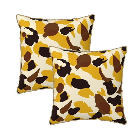 Velvet Decorative Throw Pillow Covers Set of 2, Soft Square Cushion Cover with Invisible Zipper camouflage Printing, 16"x16"