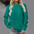 thumbnail image 2 of HVOBTTY Women's Long Sleeved Sweatshirts, Fall and Winter Tops for Women Plus Size, Women's Casual Solid Color Crew Neck Regular Loose Sport Pullover Sweatshirt Army Green, Army Green B, 2 of 5