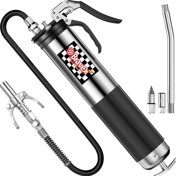Engrasadora Bravex, empuñadura de pistola, resistente, 6000 psi, con accesorios