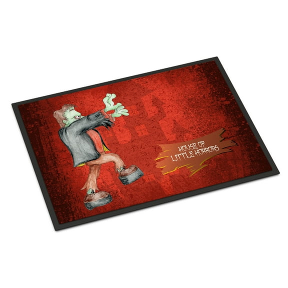 Little House of Horrors with Frankenstein Halloween Doormat 18x27