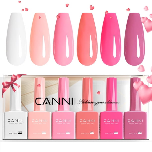 Set de esmaltes de uñas en gel CANNI, 6 unidades, 9 ml, rosa, sin HEMA