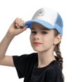 thumbnail image 5 of PAYOHTO Kids Cute Happy Bear Girl Baseball Hat Back Adjustable Mesh Breathable Hats Sky Blue Trucker Cap Outdoor Fishing Sun Caps for Boys or Girls ages 4-10, 5 of 9