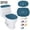 C002- Blue, variant on Gray 2Pc Toilet Seat and Tank Cover Combo, Toilet Lid Covers for Bathroom, Cushion Toilet Seat, Premium Velvet Toilet Protector, Full Elastic Edging Design, Thick Fox Fleece
