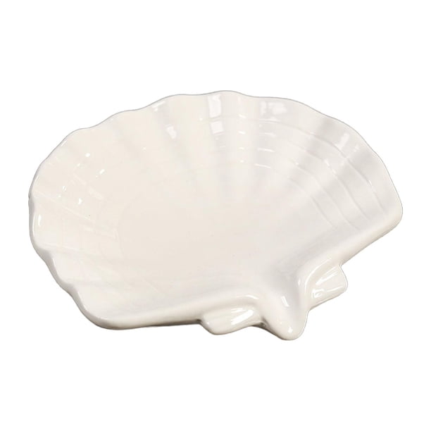 Jabonera decorativa con drenaje automático, fácil de usar, bandeja para jabón, plato para esponja Concha Blanca