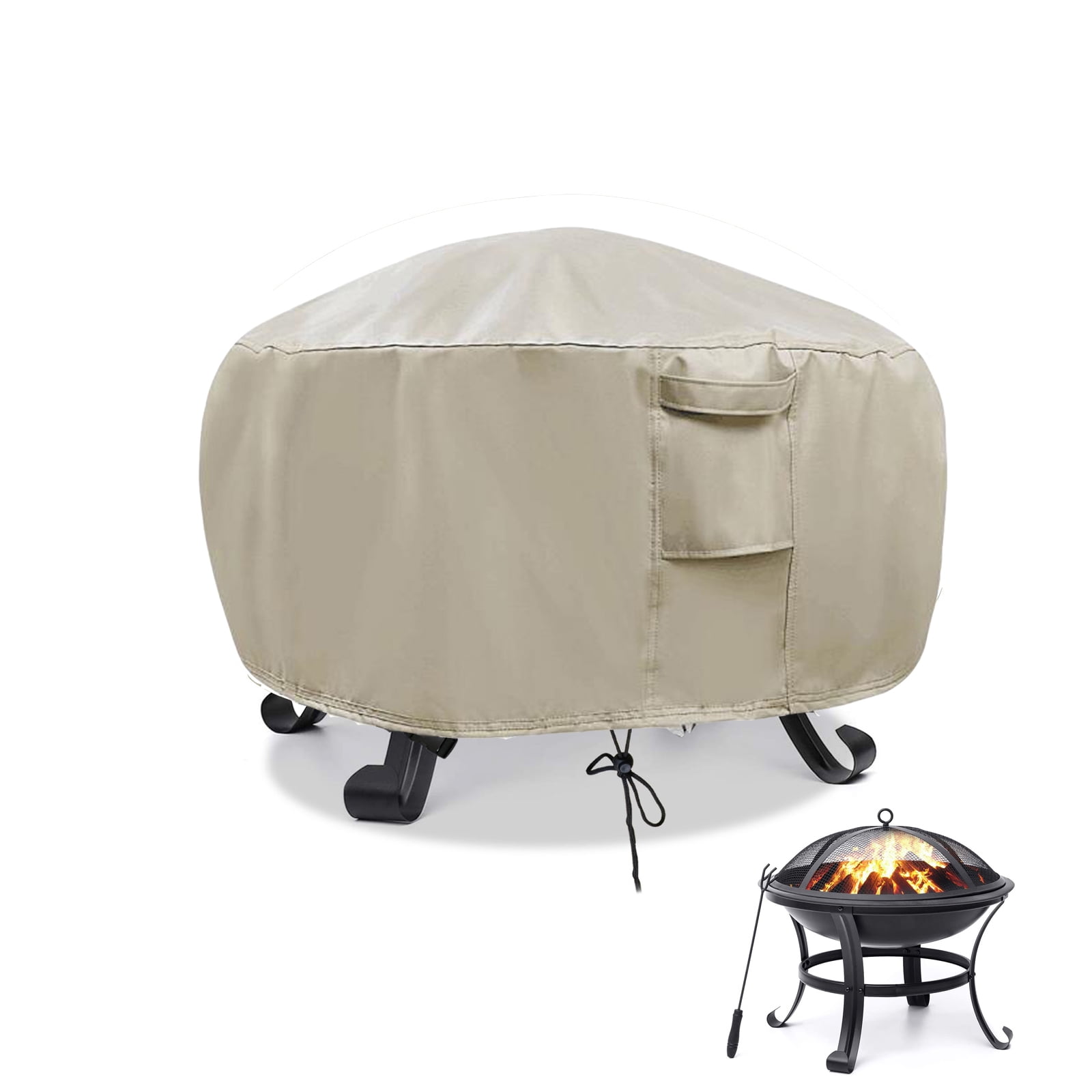 POMER Fire Pit Cover, 30inch Round Firepit Cover for Patio Fire Bowl