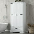thumbnail image 3 of UBesGoo Bathroom Storage Cabinet with Two Doors and One Drawer, Adjustable Shelf, MDF Board, Farmhouse White, 3 of 16