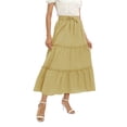 thumbnail image 2 of Xmarks Womens Casual High Waist Flared A-line Skirt Pleated Midi Skirt Yellow US 8, 2 of 15