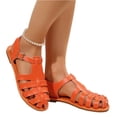 thumbnail image 2 of Sandals Wide Feet, Womens Sandals Wide Width, Women's Flat Sandals, Women's Mexicanos Huaraches Sandals Summer Beach Vacation Closed Toe Ankle Strap Flats Walking Wedding Shoes, Saffron 8, 2 of 7