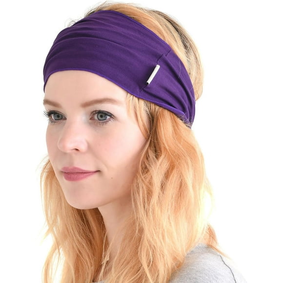 shiyou-Mens Elastic Running Bandana Headband - Womens Japanese Long Hair Dreads Head Wrap Purple