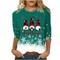 thumbnail image 2 of Fiudx Ofertas Flash Del Día Camiseta con Estampado Navideño a La Moda para Mujer, Blusa con Mangas 3/4, Tops Informales con Cuello Redondo, 2 of 5