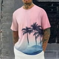 thumbnail image 2 of RYDCOT Men's Summer Graphic Coconut Tree Print Cotton Shirts Crew Neck Short Sleeve Tropical Ombre Tee Shirt Navy, 2 of 5