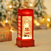 Snow Glitter Globe Lantern for Christmas Decoration, Christmas Snow Globe Lantern Phone Booth, Swirling Water Glittering Battery Operated Festicval Ornament