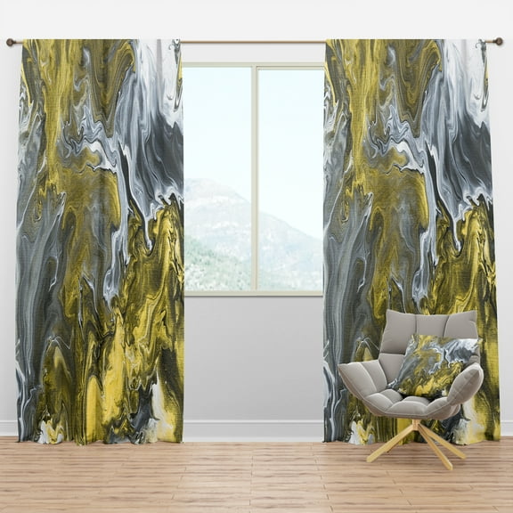 Designart 'Grey, White and White Marble Acrylic II' Modern Curtain Panel
