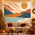 thumbnail image 3 of Minimalist Abstract Landscape with Ochre Sun Against Cream Background Serene Minimalist for Art Lovers Organic Wall Decor Housewarming Gift Tapestry Wall Hanging for Bedroom and Living Room, 3 of 7