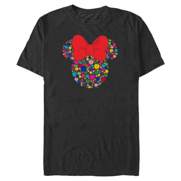 Disney Minnie Mouse Polka Dot Day Distressed Doodles Icon - Short Sleeve Blended T-Shirt for Adults - Customized-Dark Heather