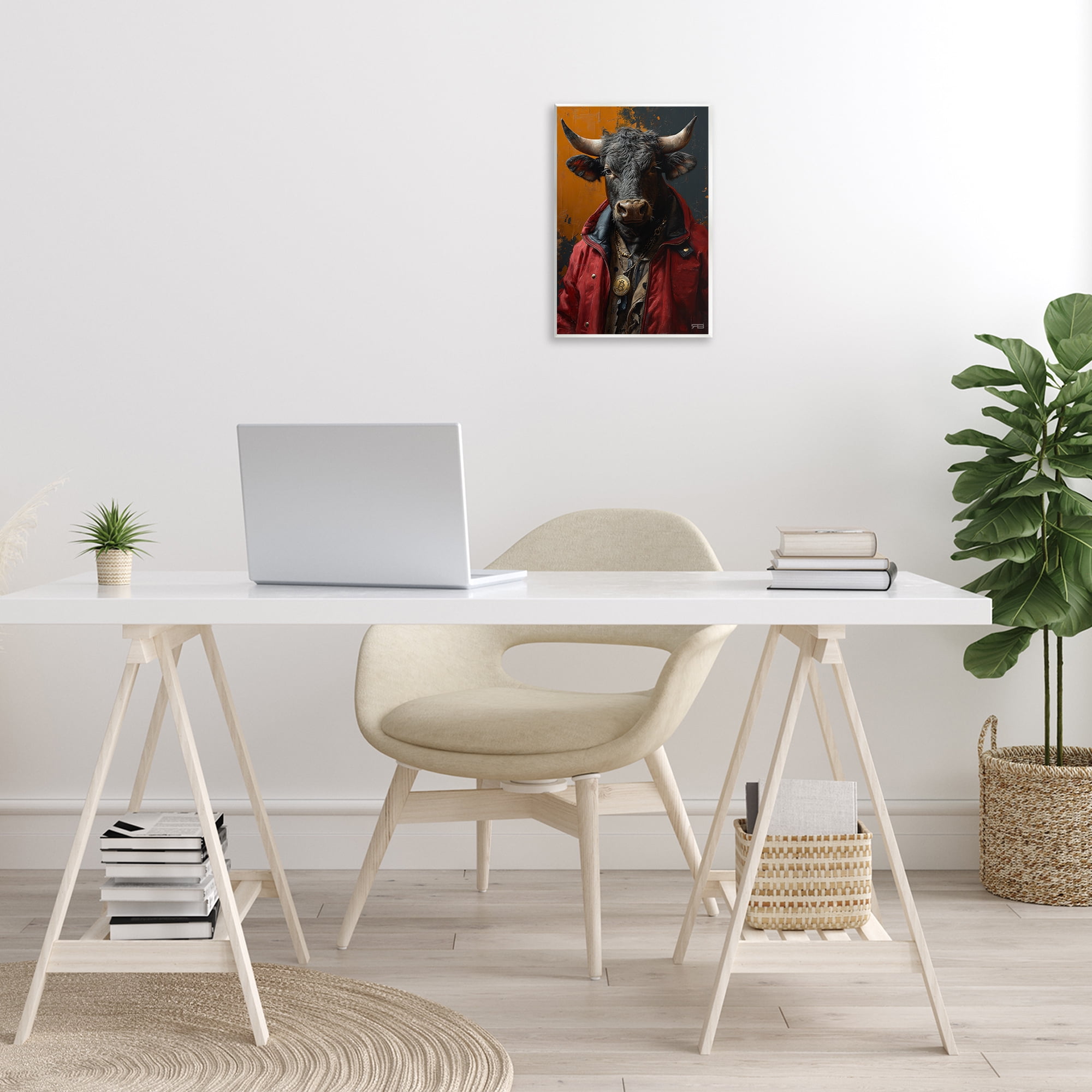 Stupell Industries Street Style Cattle Novelty Painting Unframed Art Print Wall Art, 10 x 15