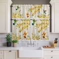 thumbnail image 3 of Kitchen Window Curtains Valance and Tier Set, Vintage Spring Flowers on Linen Rod Pocket Tier Curtain Valance Set, Birds Leaves Light Filtering Cafe Curtains for Bedroom Living Room, 3 of 9