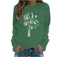 thumbnail image 2 of Fznquz Green Tops for Women Graphic Fall Long Sleeve T Shirt Loose Crewneck Casual Clothes for Teens, 2 of 4