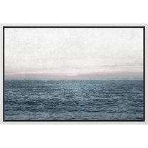 PixonSign Framed Canvas Print Wall Art Pastel Coastal Ocean Sea Waves Nature Wilderness Illustrations Fine Art Decorative Relax/Calm/Cozy Multicolor Zen for Bedroom - 16"x24" White