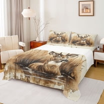 Castle Fairy Safari Deer Twin Sheet Sets 3pcs for Female Men,Jungle Animal Twin Fitted Sheet Microfiber,Woodland Wildlife Breathable Flat Sheet,Microfiber Bedroom Decor