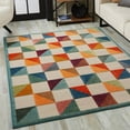 thumbnail image 5 of 7â€™ x 9â€™ Orange Gray Triangle Indoor Outdoor Area Rug, 5 of 9