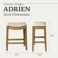 thumbnail image 6 of Maven Lane Adrien Saddle Counter Stool In Natural Wood Finish With Wheat Fabric Upholstery, 6 of 7