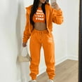 thumbnail image 2 of XFHLMJFF Casual Women's Pants Tops Suit Two Pieces Set Flowy Comfy Tracksuit Autumn Winter Vest Fashionable Prints Zipper Hooded Stylish Trousers Outfits, 2 of 5