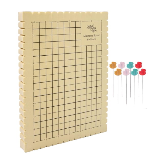 Kit de Tablero Y Alfileres de Macramé con Instrucciones Incluidas, Ligero, Reutilizable, con Cuadrículas para Medir Y Hacer Nudos Tú Mismo. 6x9 pulgadas