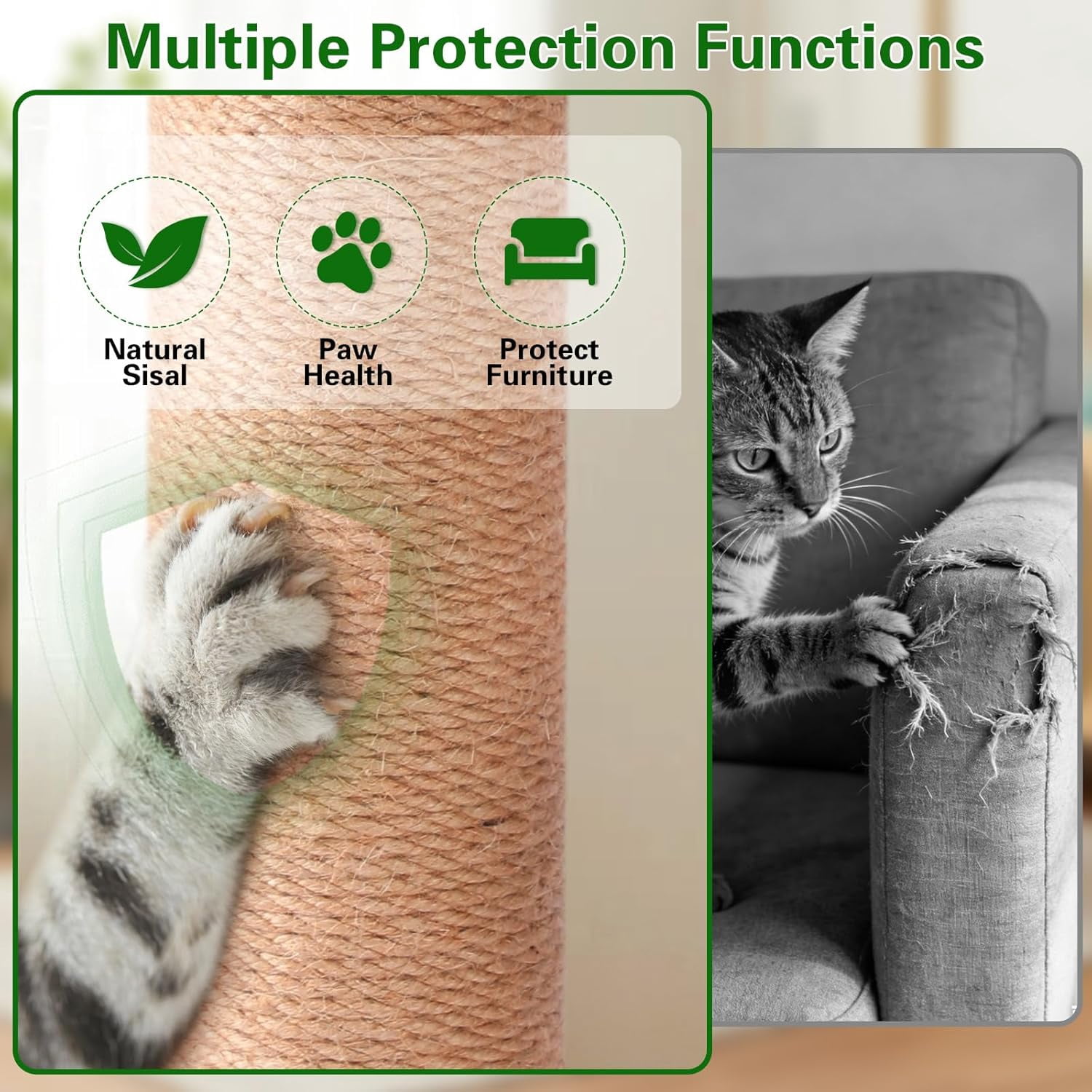 40 Inch Tall  Scratching Post with Rotating Ball and Treat Dispenser for Indoor Cats