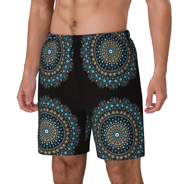 Fotbe Mandala Traje de Baño para Hombre – Shorts de Natación de Secado Rápido con Forro y Bolsillos-3X-Large