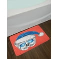 thumbnail image 2 of Yorkie Bath Mat, Terrier with a Blue Santa Hat and Mirror Aviator Glasses Fun Hand Drawn Animal, Non-Slip Plush Mat Bathroom Kitchen Laundry Room Decor, 29.5 X 17.5 Inches, Coral White Blue, Ambesonne, 2 of 2