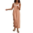 thumbnail image 2 of Roncen Women's Solid & Printed Jumpsuit - High Waist Wide Leg Sleeveless Strappy Romper with Pockets, 2 of 5