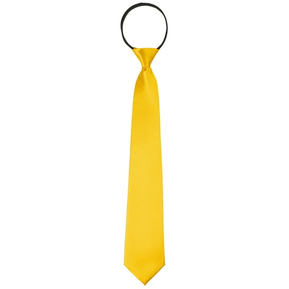 INSPIRE CHIC Men's Pretied Zipper Ties Solid Color Satin Shine Neckties Formal Casual Yellow