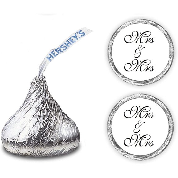 216 Mrs & Mrs Hershey Kiss Wedding Stickers, Chocolate Drops Labels Stickers For Weddings, Bridal Shower Engagement Party Decorations, Favors Decor for Kisses, Envelope Sealer