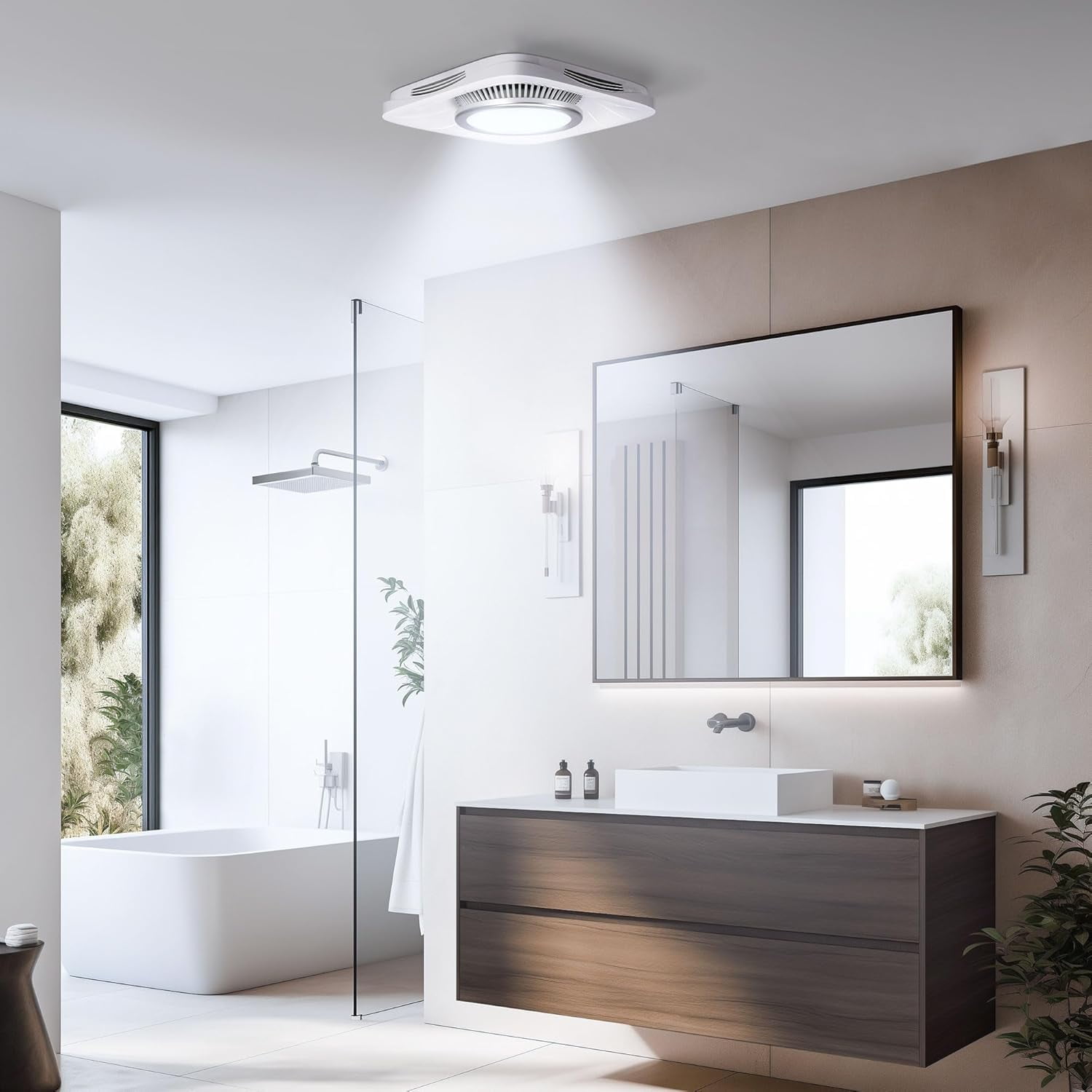 SPECSTAR Bathroom Exhaust Fan with Light, 110 CFM 1.0 Sone Shower Ventilation Fan, Super Quite Fan w/ 6000 K 1000LM LED Cool White Light, for 4'' Duct Ceiling Mount