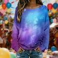 thumbnail image 2 of DHFJKG Long Sleeve Shirts For Women Ribbed Knit Pullover Galaxy Printed Casual Comfortable Crewneck Loose Fit Tunic Carnival Leisure Home Clothes, 2 of 4