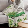 thumbnail image 3 of St. Patrick's Day Blanket Soft Cozy Warm Twin Blanket for Bed, Plush Fuzzy Flannel Fleece Blankets for Sofa, Green Shamrocks Truck Plants Retro Beige Throw Blankets for Couch Gifts, 60"x80", 3 of 9