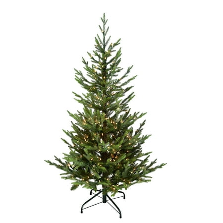 Puleo International 4.5  Pre-Lit Natural Fir Artificial Christmas Tree with Insta-Shape® Memory Wire and 250 UL-Listed Clear Incandescent Lights