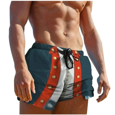 

REORIAFEE Mens Beach Quick Dry Swim Swimwear Bathing Suits Swimwear Shorts Drawstring Special Cock Print Beer Festival Beach Casual Trouser Shorts Pant Red XXXL