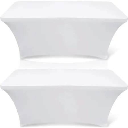

Wealuxe 4-feet Rectangle Tablecloth - Spandex Stretchable Table Cloth Cover Black 2 Pack